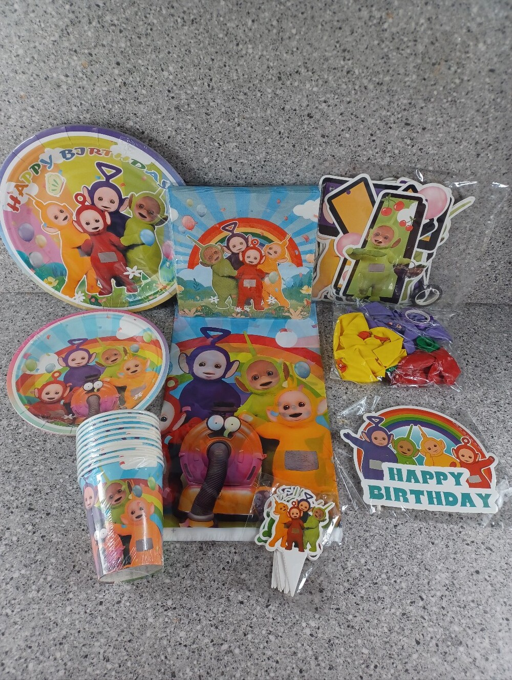 Teletubbies Birthday Party Supplies Set Balloons Cake Toppers Banner Plates Cups